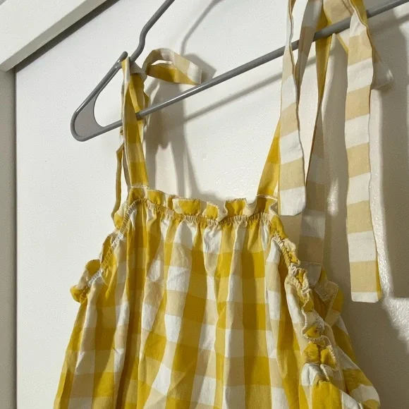 SHEIN Yellow and white Gingham print ruffle hem cami dress size 2XL - Picture 2 of 3